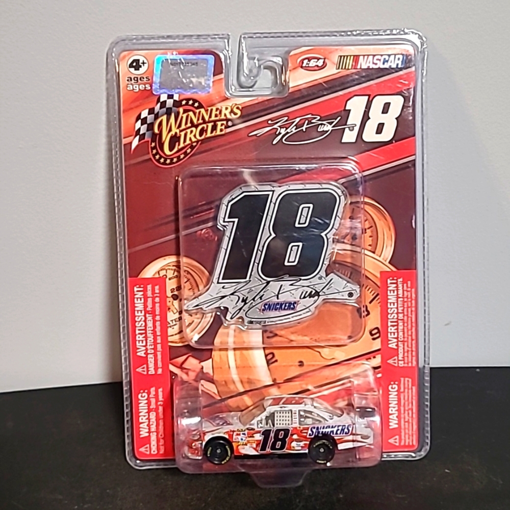 Kyle Busch #18 Nascar Race Car &  Sticker M&M's Snickers Winners Circle